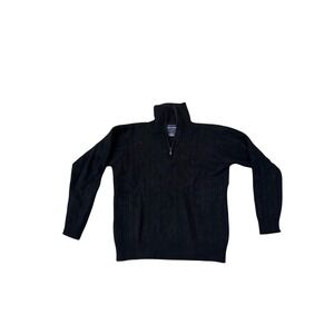 Davis & Squire Mens Black 100% Cashmere Quarter Zip Ribbed Sweater Size M
